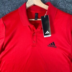 Adidas Mens L Red Polo Shirt D2M Training Golf Tennis Sport Performance NWT